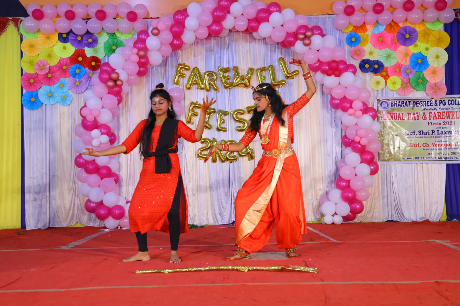 Students performing on stage during the cultural fest